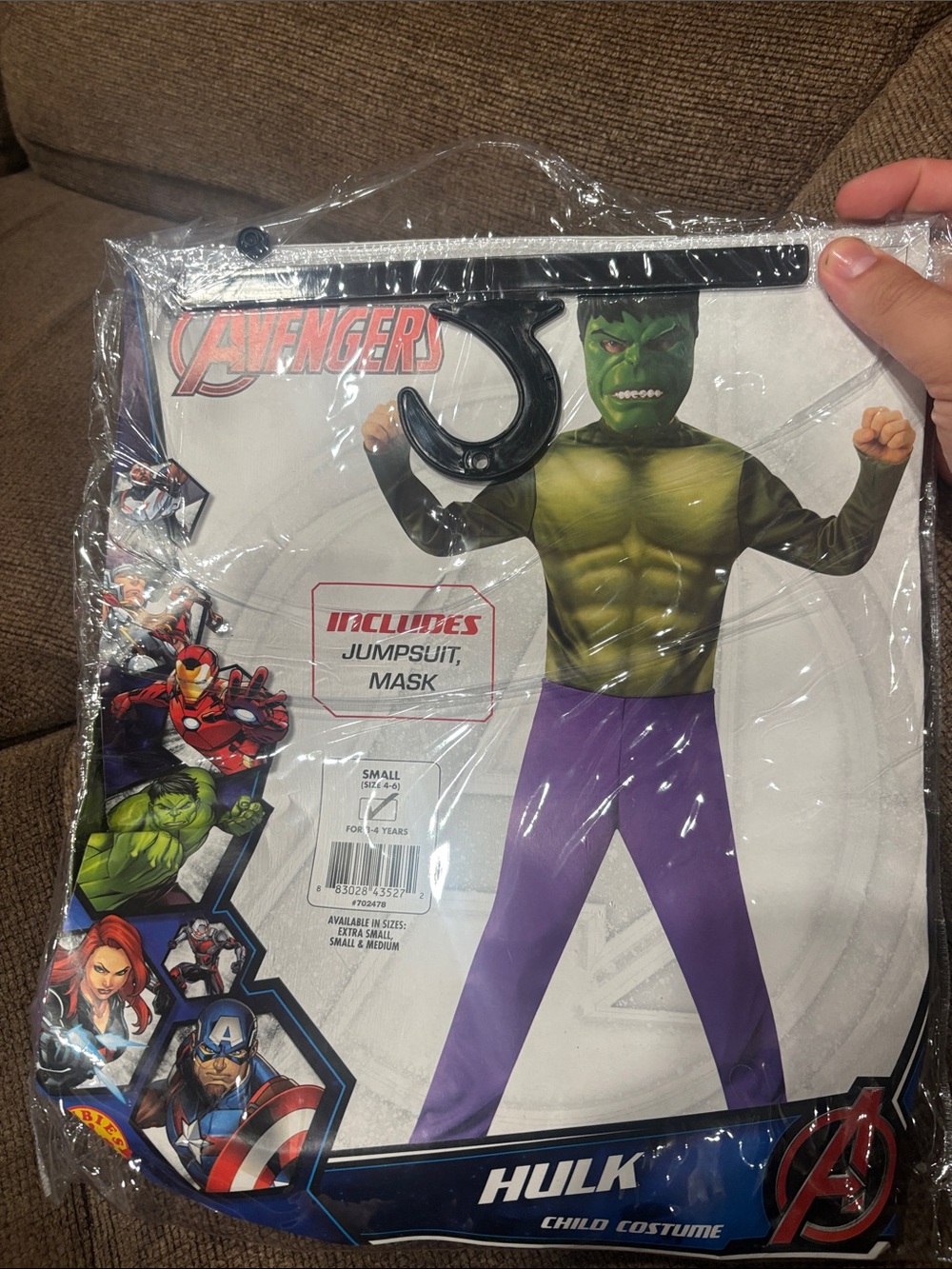 Rubie's Marvel Avengers Hulk Costume - Green and Purple Jumpsuit with Mask